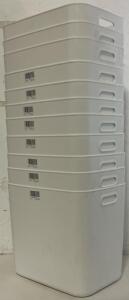 (11) White Plastic Storage Bins (13&rdquo;x9&rdquo;x13&rdquo;)