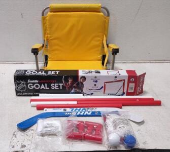 Bleacher Chair. Kids Field Hockey Set (Like New.)