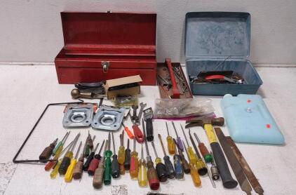 Tool Box, Screw Drivers, (2)Files,(2)Recessed Anchor Points, Hammer, + More.
