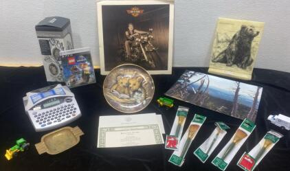 Franklin Mint Bear Plate / PS3 Lego Game / Unopened Brushes / Wiley Nelson Picture 14x14 and More