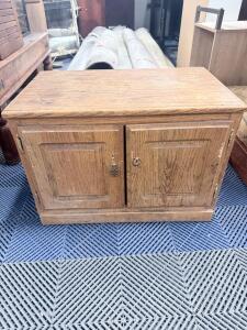 Wooden Cabinet with 2 Doors, Natural Wood Finish, Approx. 30"x20"x15"