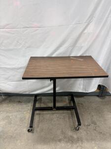 Adjustable Overbed Table, Wood Laminate Top, Metal Frame, 30x20 inches