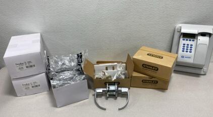 (3) New Stanley Door Handles / (2) Cases of New Boutin Safety Glasses 12-Per Case / Sagem Entry System