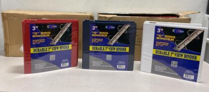 New 3&rdquo; D Ring Binders (24) - Red - Blue - Black - White