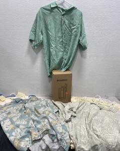 (9) Tommy Bahama Large Size Shirts - In Great Shape and New Huadeec Light Fixture