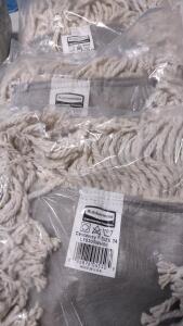 (18) Rubbermaid Large Mop Heads. (6) Redway Mop Heads. (8) Rubbermaid Castaway Mop Heads (Size 24.) (48) Attends Underwear.