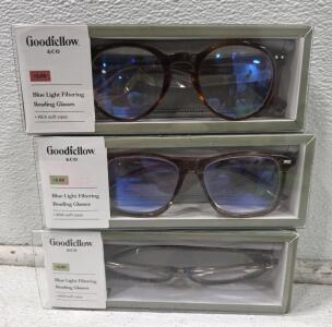 (3) Assorted Goodfellow & Co. Flat Top Blue Light Filtering Reading Glasses