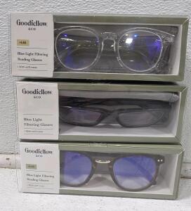 (3) Assorted Goodfellow & Co. Flat Top Blue Light Filtering Reading Glasses