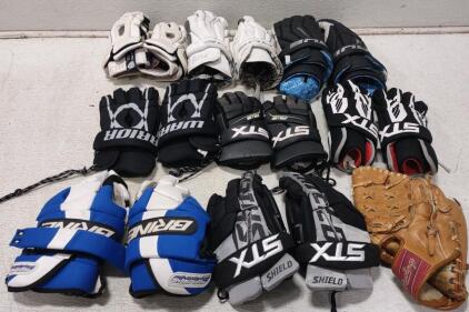 (Lot Of 9) Kids (Field) Hockey Gloves [Various Sizes.] Kid's Size Baseball Glove.