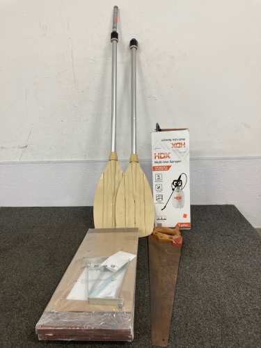 Wooden Shelf’s, Canoe Paddles And HDX Multi Use Sprayer