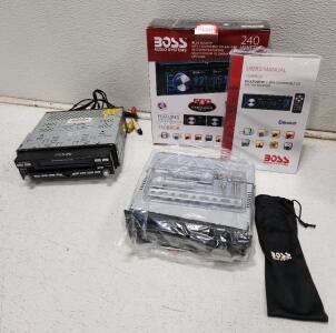 (1) Boss Audio Systems 750BRGB Single DIN In-Dash Car Stereo Receiver (1) Audiovox PKA UDV9010 2-inch Digital TFT AM/FM/DVD/MP3 Receiver Car Stereo Head Unit