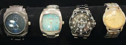 (1) Star Wars Darth Vader Watch by Accutime (1) Gold-Tone Vintage Guess Watch (1) Zoo York ZY1042/A133 Dark Tone Quartz Analog Men's Watch (1) Vintage Dickies Watch Featuring Silver-Tone Case And Blue Variegated Dial