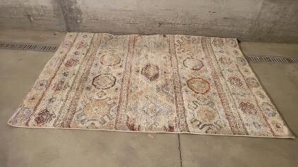 Traditional Oriental Area Rug, 5x7 ft, Polypropylene, Beige/Brown/Blue/Red