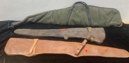 Rifle Cases - (2) Leather - (1) Canvas <br/>