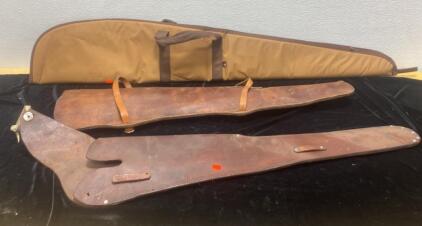 Rifle Cases - (2) Leather - (1) Canvas