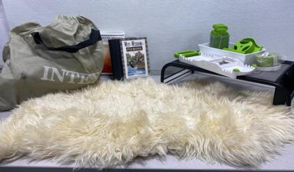 Sheep Skin Rug 38x22 / Blow Up Mattress and More