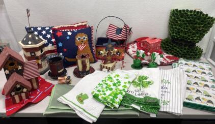 Holiday Lot - St Patrick&rsquo;s Day / Valentines / Independence Day Decor - Pillows- Linen and so Much More