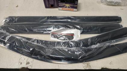 (2) Sylvania Vehicles Lights [Model # H6024.] (4) Window Rain Shields. Resmed Sleep Analyzer + More.