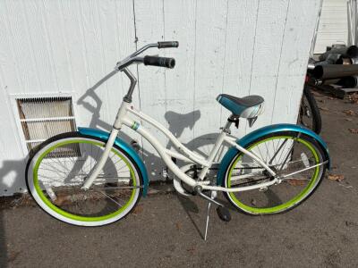 Schwinn Retroglide Cruiser Bike, Single Speed, 26" Wheels, White/Teal