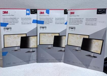(3) 3M Black Privacy Filter PF220W1B, 22-Inch, 16:10 Aspect Ratio