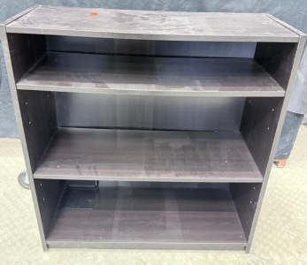 Dark Brown 3-Shelf Bookshelf, Wood Composite, 36"x30"x12"