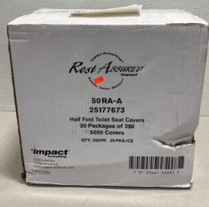Rest Assured Half Fold Toilet Seat Covers ( 20 Packs of 250 = 5000 Covers