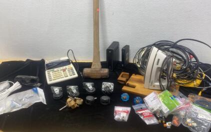 Sledge Hammer/ Norelco Iron ( Powers On) Casters / Wires and Connectors and More