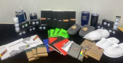 Unused Promotional Items / Golf Balls / Note Pads / Insulated Cups / Slippers