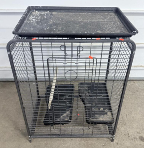 Black Metal Bird Cage, 24x18x36 inches, 2 Trays, 1 Door