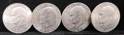 (4) 1971, 1972, 1974, 1776-1976 Mint State Eisenhower Dollars