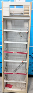 Marlboro Retail Display Shelf with Lighting, 5 Shelves, Beige approximately 6 feet tall, 2 feet wide, 1 foot deep,