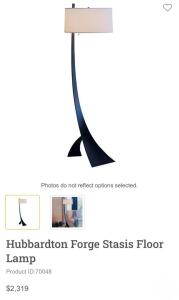 Hubbardton Forge Stasis Floor Lamp, 60" Height, Forged Iron Base, Fabric Shade