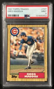 1987 Topps Traded Greg Maddux Rookie Card #70T, PSA 9 Mint, Chicago Cubs
