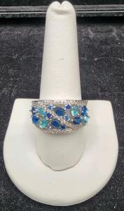 (1) Size 10 Blue Sapphire And Aquamarine Ring