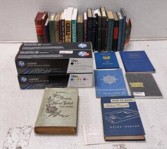 (3 Unopened [1Black, 1Cyan, 1Yellow) LaserJet Cartridges [Part# 126A/CP 1025/CP1025nw.) 2nd Print Mark Twain (1898). Various Ham Radio, Electric, Auto Books, Etc.
