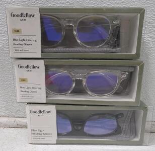 (3) Assorted Goodfellow & Co. Flat Top Blue Light Filtering Reading Glasses