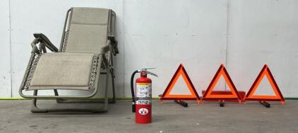 Automobile Safety Kit with Triangle Reflectors and Badger Fire Extinguisher