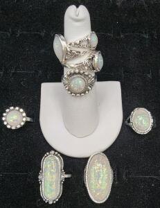 (8) Size 3 1/2-7 Opal Fashion Rings
