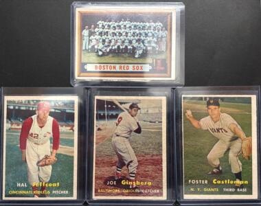 Topps 1956 Baseball Cards: Joe Ginsberg, Hal Jeffcoat, Foster Castleman, Boston Red Sox