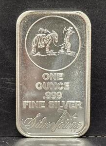 SilverTowne 1 Oz .999 Fine Silver Bar, Prospector Design