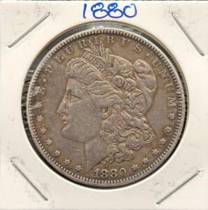 1880 Morgan Dollar Coin, Silver Composition, Philadelphia Mint