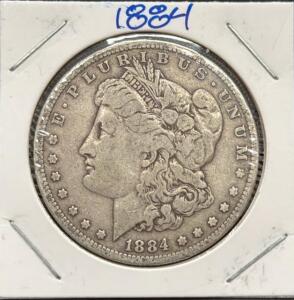 1884 Morgan Silver Dollar Coin, One Dollar, United States