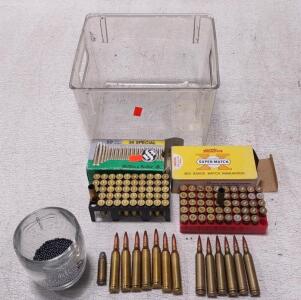 (7).264 Win Mag Rounds, (5).264 Win Mag Tracer Rounds, (1) .44 Mag Round, (96) .38 Special Brass Cartridge Cases, + Bird Shot For Shotgun Reloads.