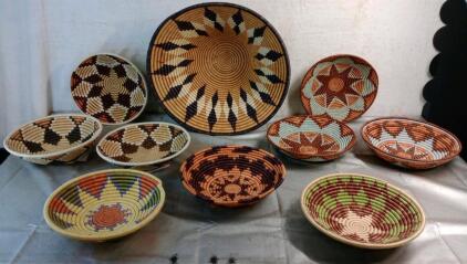 (10) Assorted Hand Woven Wall Hanging Baskets