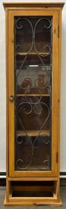 Tall Wood Cabinet with Glass Door