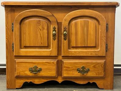 Wooden Cabinet W/ 2 Doors & 2 Drawers, Medium Wood Tone