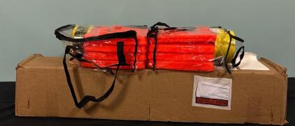 Garage Lot (1) 58x36 Black Rubber Mat And (2) Sets 4 Pack Cones and Yellow Caution Tape