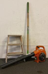 Echo PB-250 Rotational Control Leaf Blower, 2ft Step Ladder And 7&rdquo; Forged Scraper