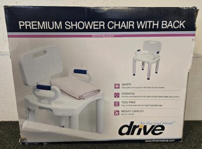 Drive Premium Shower Chair with Back, 350 lbs Capacity, Tool-Free Assembly