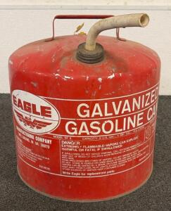 (1) Vintage Eagle Galvanized Metal Gasoline Can